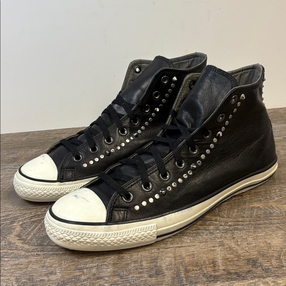 Converse Jack Purcell Studded Black Leather High-Top Sneakers (M12 / W14)